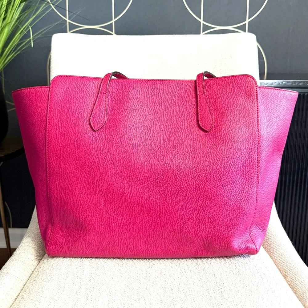 Gucci authentic pink leather large Swing tote bag beige lining
